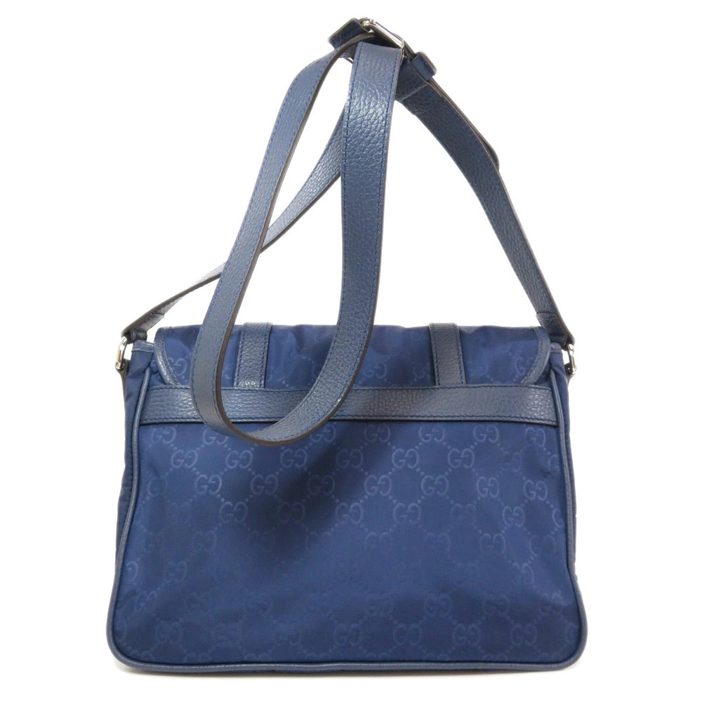 Gucci Messenger Bag dual navy GG buckle flap blue straps